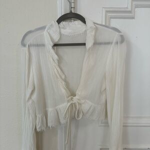 Zara White Textured Blouse